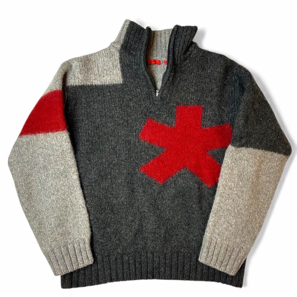 ABRAMS 100% Wool 1/4 Zip Knit Sweater Medium